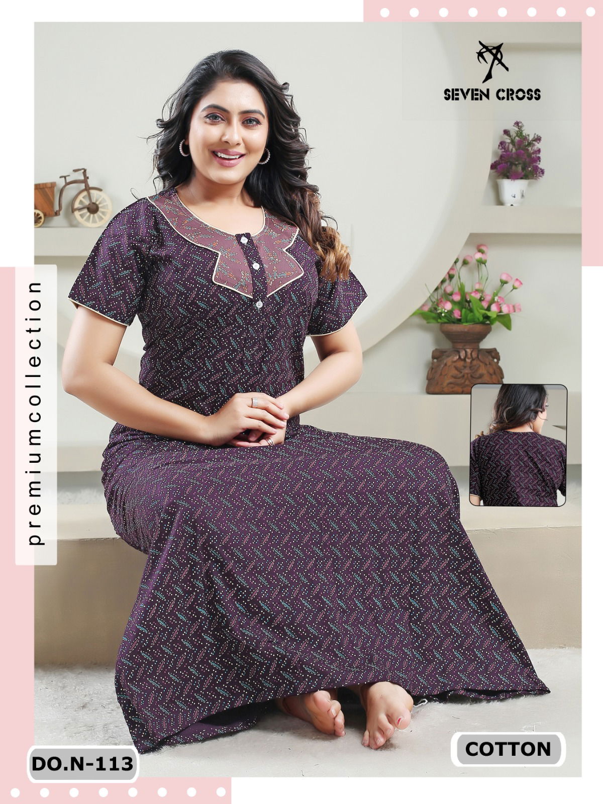 Cotton 101 Seven Cross Night Wear Printed Cotton Nighty Wholesale Market In Surat
